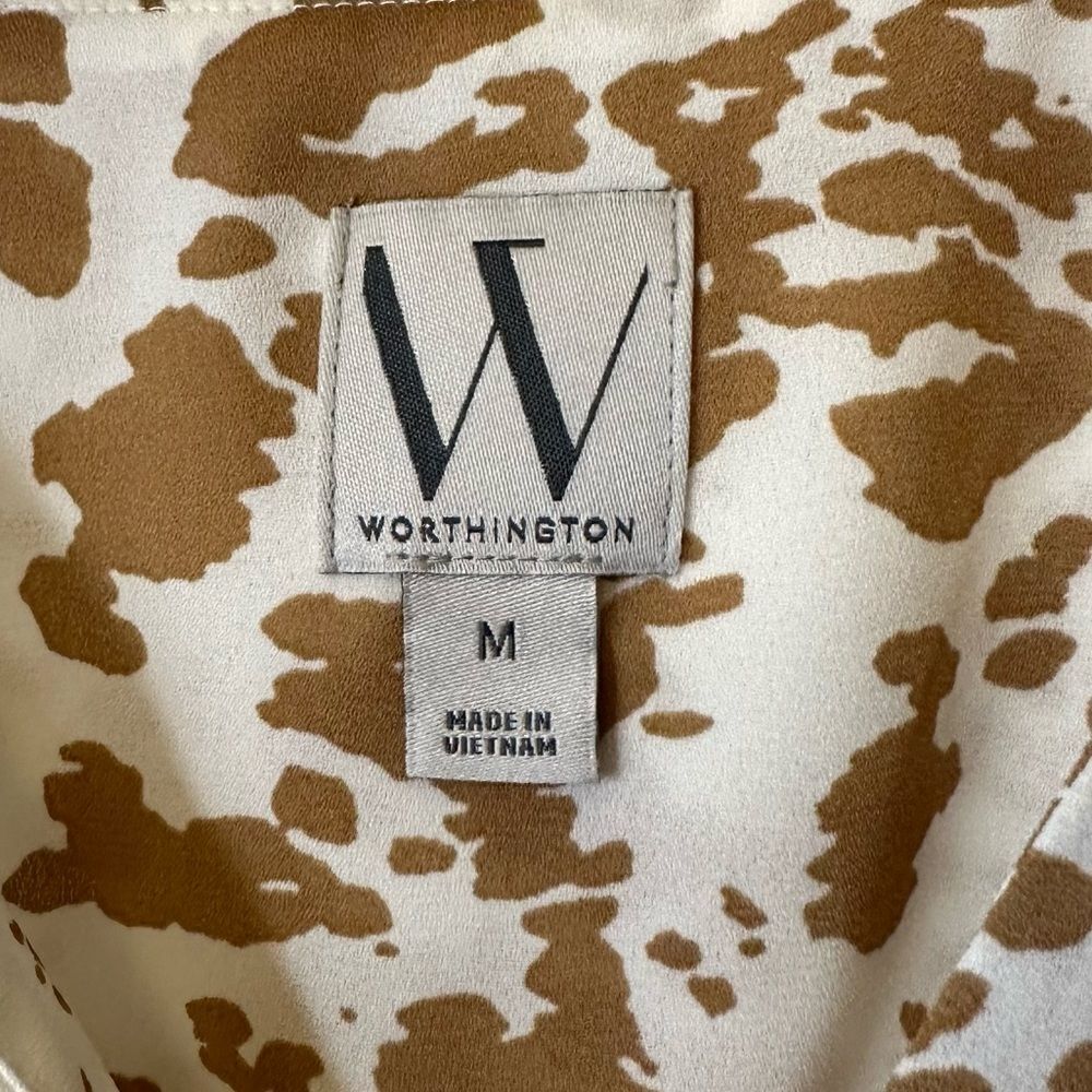 Worthington Animal Print Short Sleeve Blouse - Picture 10 of 11